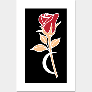 Rose and moon Posters and Art